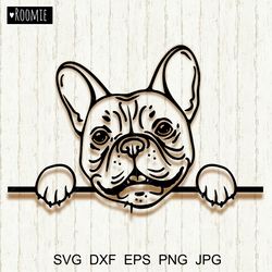Frenchie svg, Dog face svg file, French bulldog svg Puppy Pup Pet portrait Vector Frenchie Cut file Cricut Silhouette #4