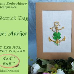 clover anchor machine embroidery design in 7 formats and 2 sizes