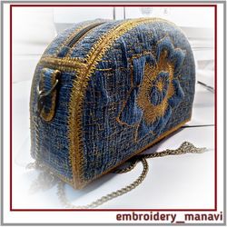 In the hoop embroidery design Semicircular bag Narcissus