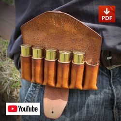 PDF pattern leather Bandolier for 6 rounds of 16 or 12 gauge. +  Video tutorial. OTH10
