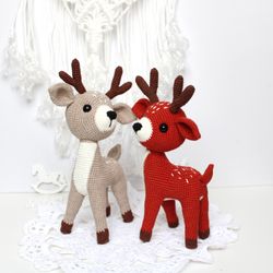 Christmas deer crochet pattern PDF in English  Amigurumi reindeer toy