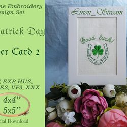 Clover Card 2 Machine embroidery design in 7 formats and 2 sizes
