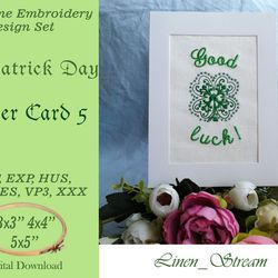 Clover Card 5 2 Machine embroidery design in 7 formats and 3 sizes