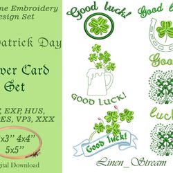 Clover Card Set 5 Machine embroidery design in 7 formats and 3 sizes