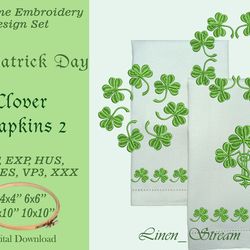 Clover napkins 2, 8 Machinembr design in 7 formats and 4 sizes. Can be used to decorate table linen or clothes.