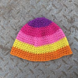 Gypsy mandala beanie hat crochet cotton skully for women