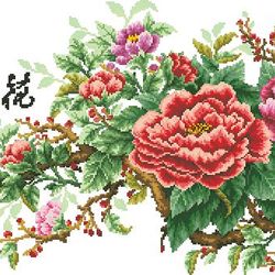 Scheme Cross Stitch Pattern | Oriental Peonies | #131