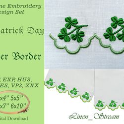 Clover Border, 2 Machine embroidery design in 7 formats and 4 sizes