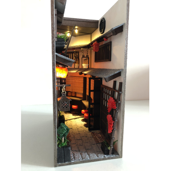 Book nook bookshelf insert Japan Street Book END library decor Miniature between books Bookshelf diorama 3.JPG