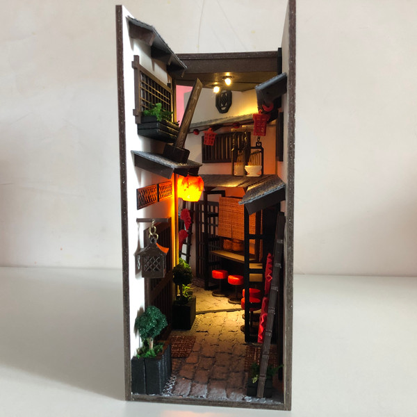 Book nook bookshelf insert Japan Street Book END library decor Miniature between books Bookshelf diorama 8.JPG
