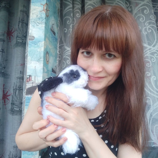 Realistic stuffed rabbit, black and white rabbit pet replica | Inspire ...