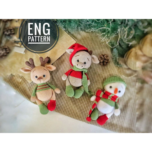 Amigurumi Christmas set crochet pattern. Amigurumi reindeer, snowman, bull.jpg