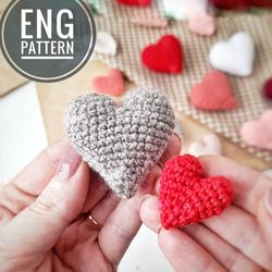 Amigurumi Heart Crochet pattern. Keychain Amigurumi heart 2 size. DIY gift Valentine's day or gift