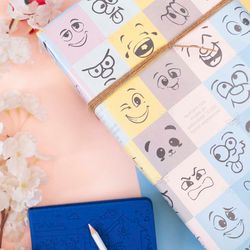 eVincE Emoji Wrapping Paper for Kids | Xmas Office Gifts Anniversary Halloween Adults | Happy Expressive Facts | 10 wrap