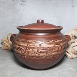 Pottery casserole 169,07 fl.oz Handmade red clay Cooking Pot Environmentally friendly product