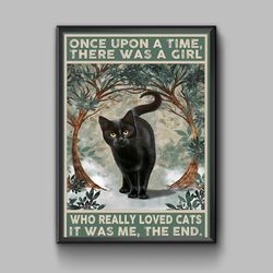 funny black cat illustration, black cat poster, digital download
