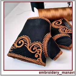 ITH embroidery design Short Fingerless gloves mitts for any costume ball