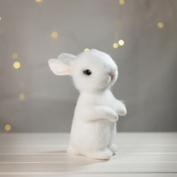 White felted rabbit  toy , rabbit lover gift , wedding decor