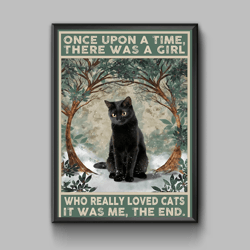 funny black cat illustration, black cat poster, digital download