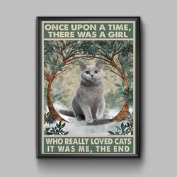 Funny grey cat illustration, funny cat poster, digital download