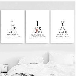 Love Quote Wall Art Printable Couple Quote Print Set of 3 Couple Bedroom Wall Decor Minimalist Art Valentines Day Gift