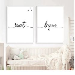 sweet dreams sign sweet dreams print set of 2 minimalist nursery decor nursery art prints nursery sign baby quote prints