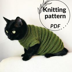 Digital knit pattern cat sweater Pet clothes knit pattern Cat sweater pattern