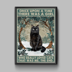 Funny black cat illustration, black cat poster, digital download