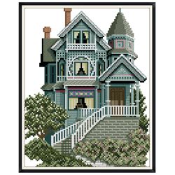 American houses / Cross stitch / Vintage digital pattern pdf / #012