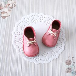 leather pink boots for paola reina, shoes for doll, genuine leather doll footwear, shoes for paola reina 13 inches, doll