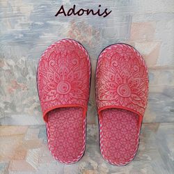 Adonis Slippers Size 6 - 7  Embroidery Design