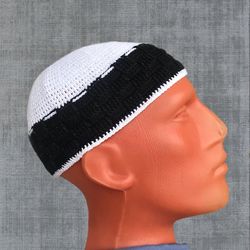 Short cotton dad hat knitted, Islamic skull cap yarmulke hats mens
