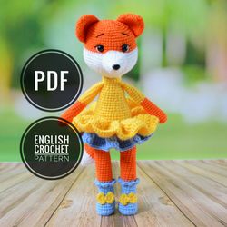 English PATTERN,fox pattern,toy pattern,amigurumi pattern,amigurumi fox