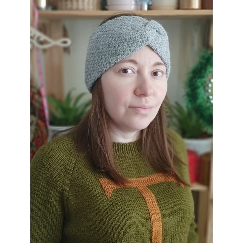 Knitted women Headband Women alpaca grey handknit earwarmer