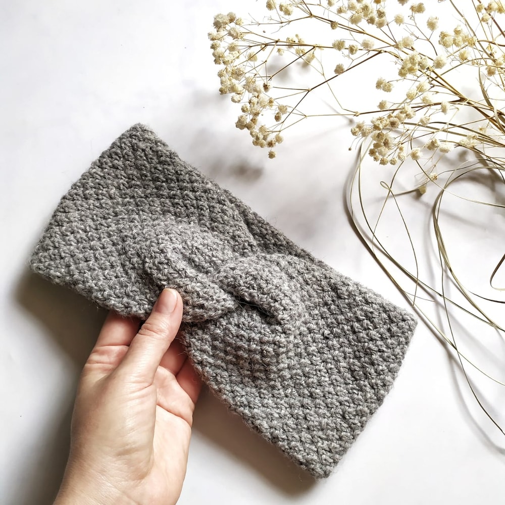 Knitted women Headband Women alpaca grey handknit earwarmer Knit headband Gray headband