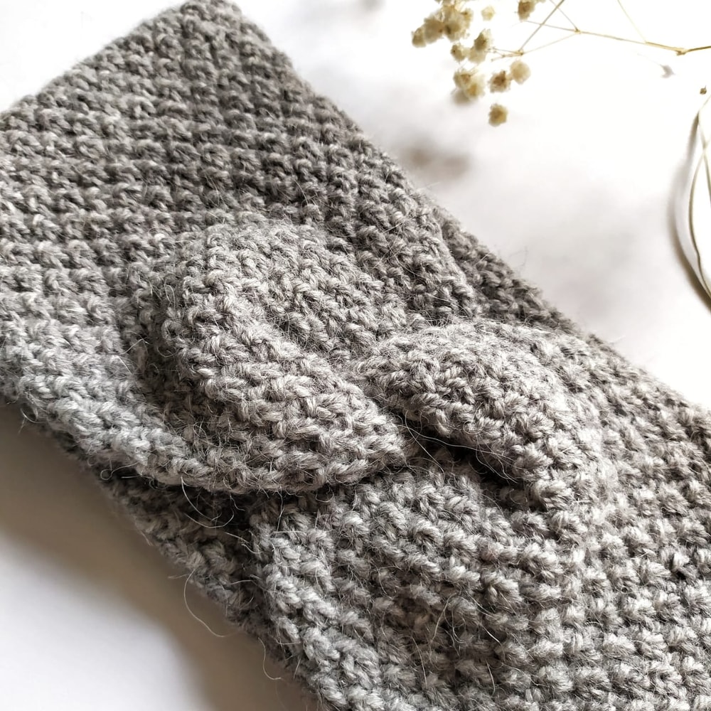 Knitted women Headband Women alpaca grey handknit earwarmer