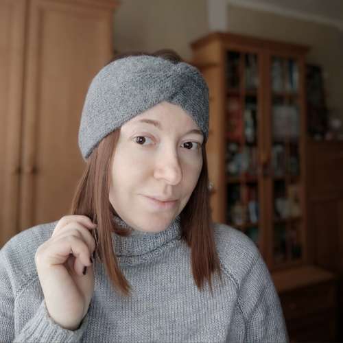 Women alpaca grey handknit earwarmer Wool headband Warm handknitted headband women gray alpaca headband
