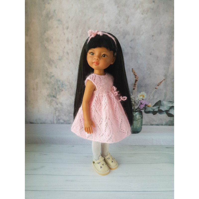 12 inch doll clothes pattern, Paola Reina knit tutorial, Paola Reina knitting dress, Doll knit pattern