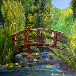 Claude Monet Style The Garden Original Hand Made Oil Painting Canvas Panel Artwork 12х12 by NadyaLerm