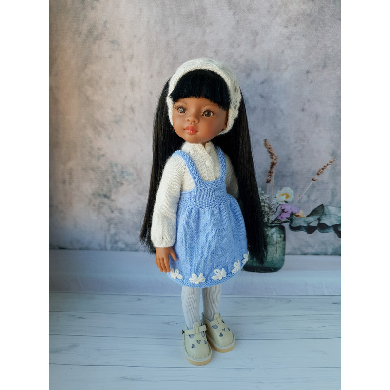 Paola Reina knit set clothes pattern. Paola Reina pattern. 12 inch doll pattern