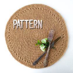 jute placemat pattern, beginner crochet pdf, eco-friendly crochet table mats, natural boho placemat, crochet napkin