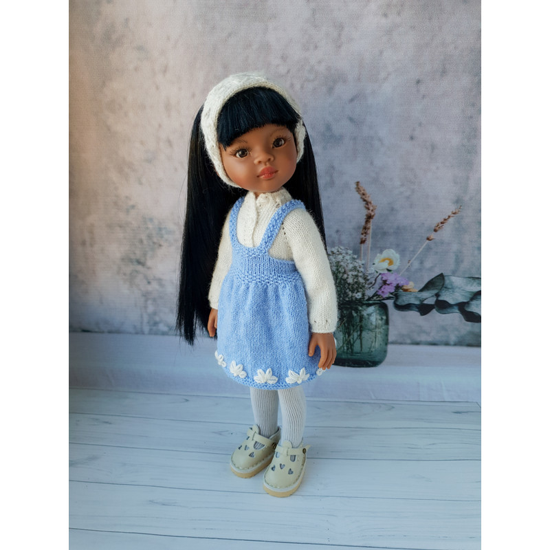Paola Reina knit set clothes pattern. Paola Reina pattern. 12 inch doll pattern