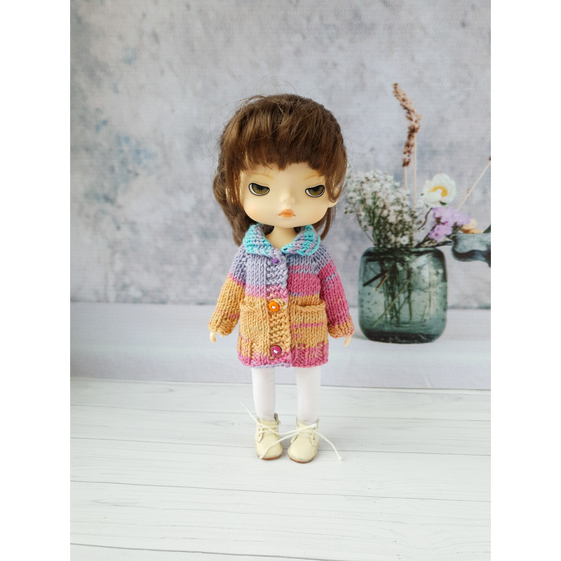 Holala doll clothes, Holala pattern pdf, 8 doll clothes pdf, tutorial doll cardigan, doll sweater knitting pattern