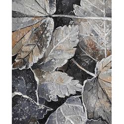 leaves painting floral original art fall leaves artwork impasto oil painting fall painting autumn wall art by alyonart
