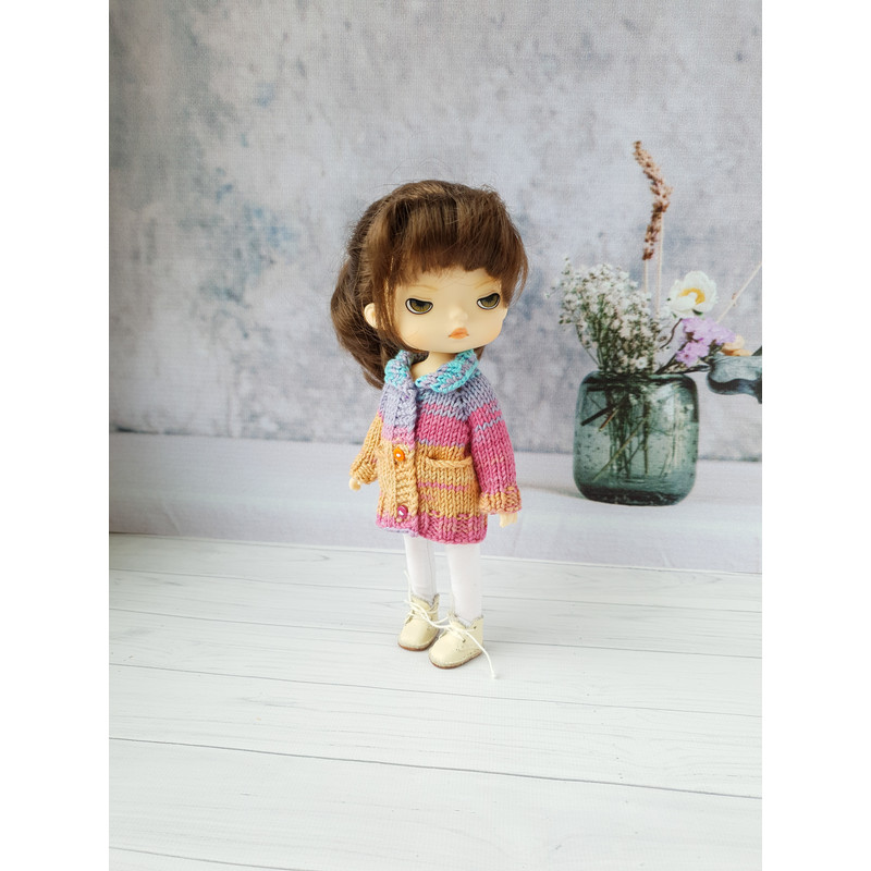 Holala doll clothes, Holala pattern pdf, 8 doll clothes pdf, tutorial doll cardigan, doll sweater knitting pattern