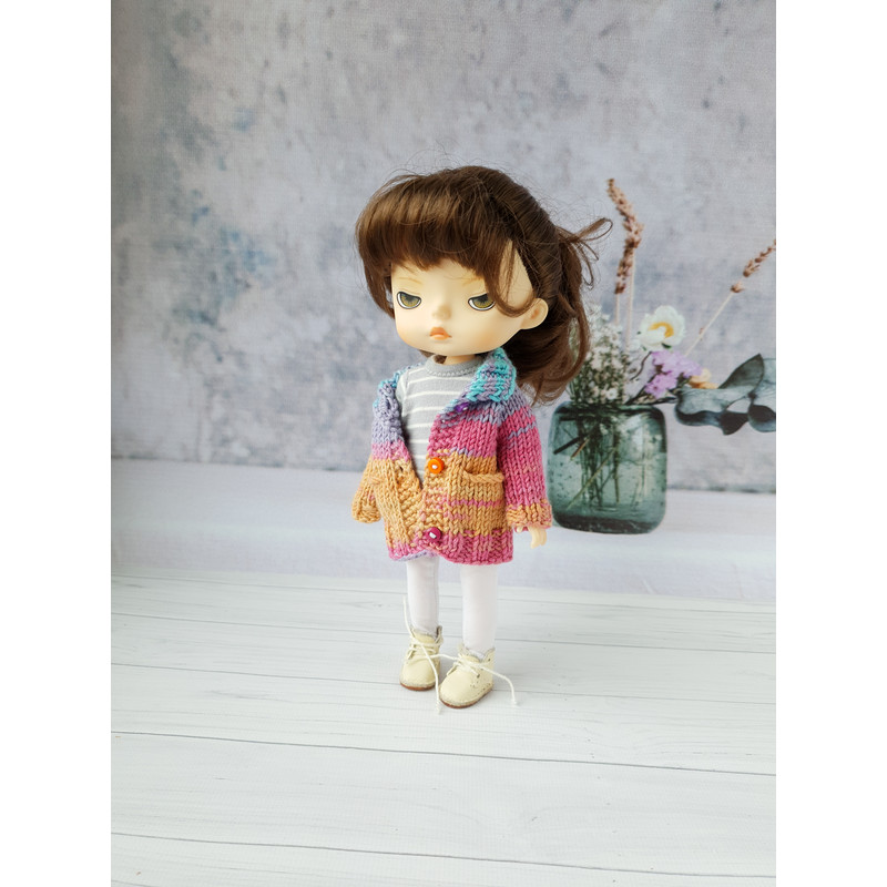Holala doll clothes, Holala pattern pdf, 8 doll clothes pdf, tutorial doll cardigan, doll sweater knitting pattern
