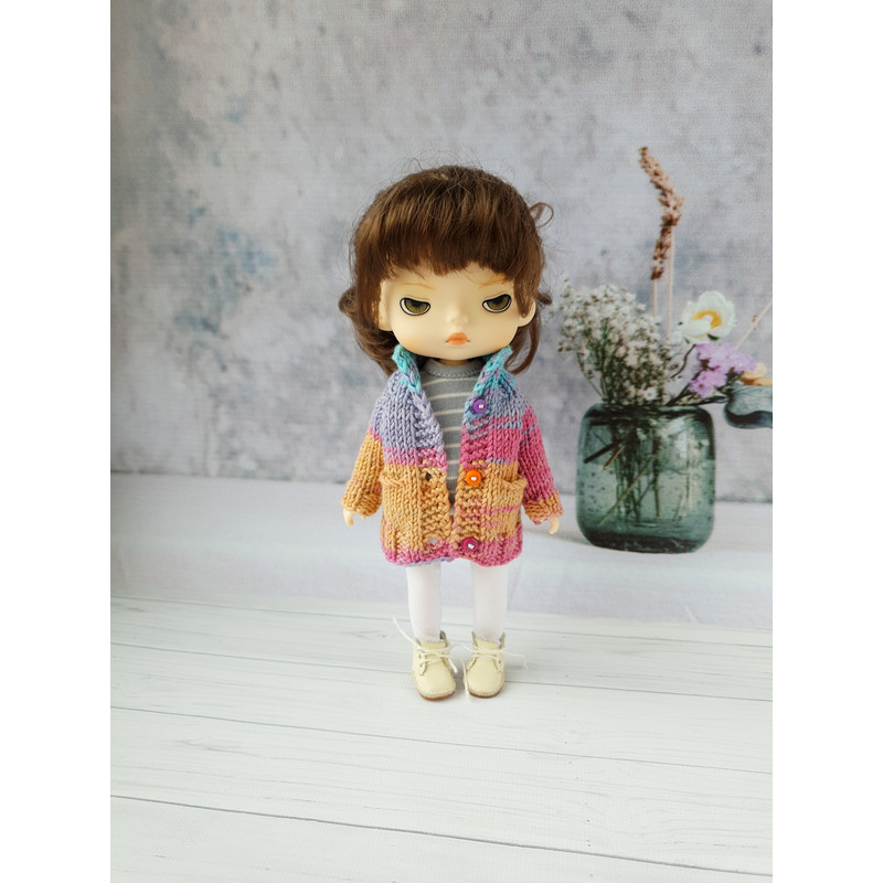 Holala doll clothes, Holala pattern pdf, 8 doll clothes pdf, tutorial doll cardigan, doll sweater knitting pattern
