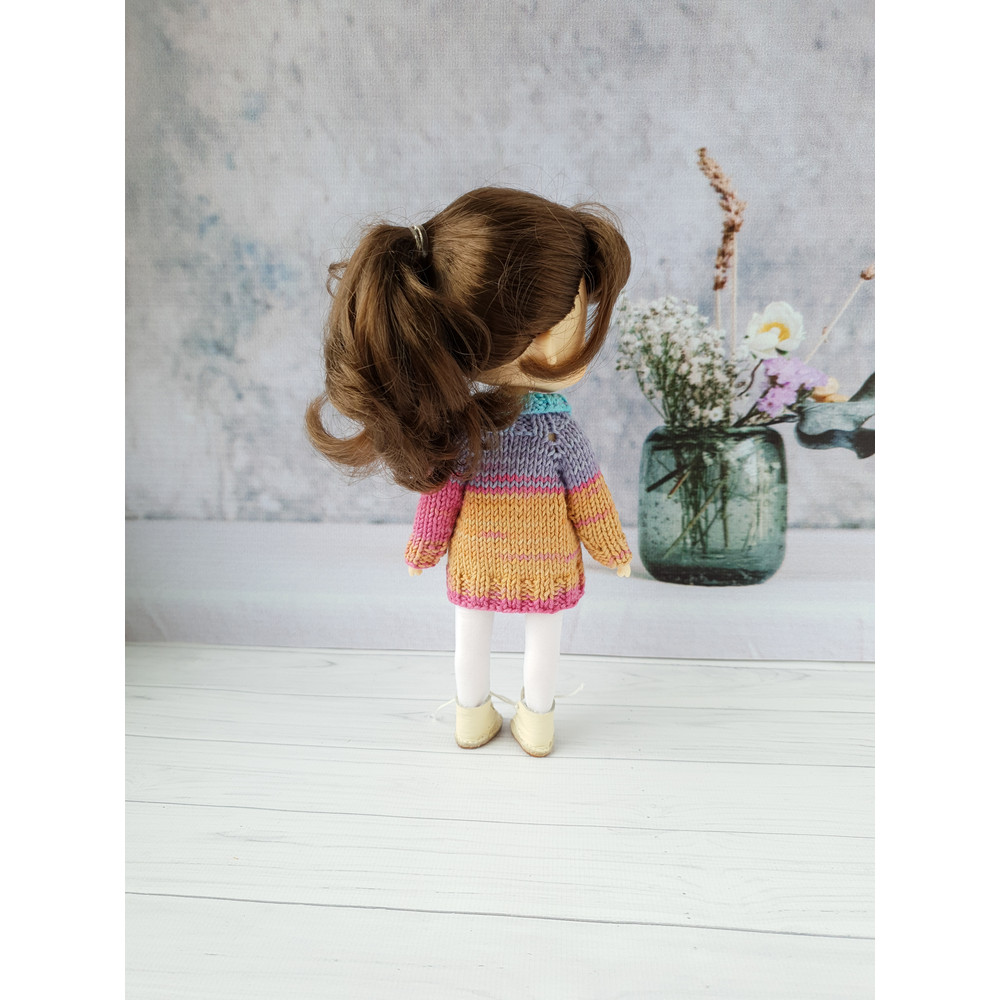 Holala doll clothes, Holala pattern pdf, 8 doll clothes pdf, tutorial doll cardigan, doll sweater knitting pattern