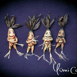 OOAK tiny Mandragora root doll Blythe friends by Yumi Camui