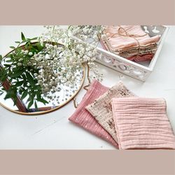 Ladies Muslin Handkerchiefs, eco-friendly set of 3/5/7/9 washable handkerchiefs, double gauze cotton hankies